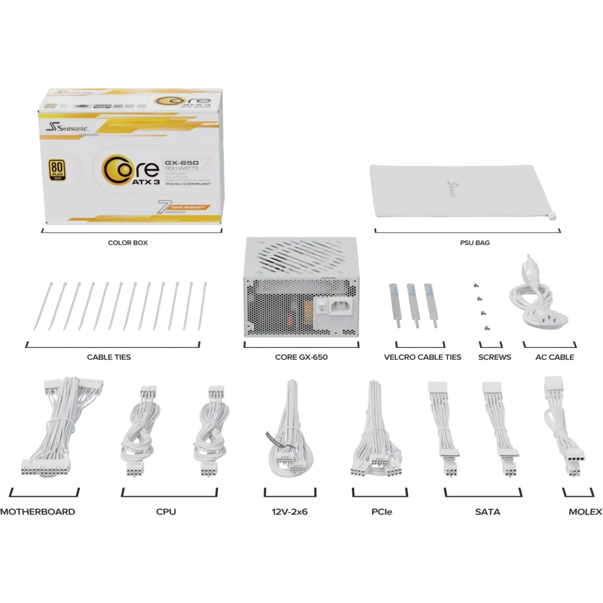 Блок питания 650W Seasonic Core GX-650 ATX 3.1 White - фото 9