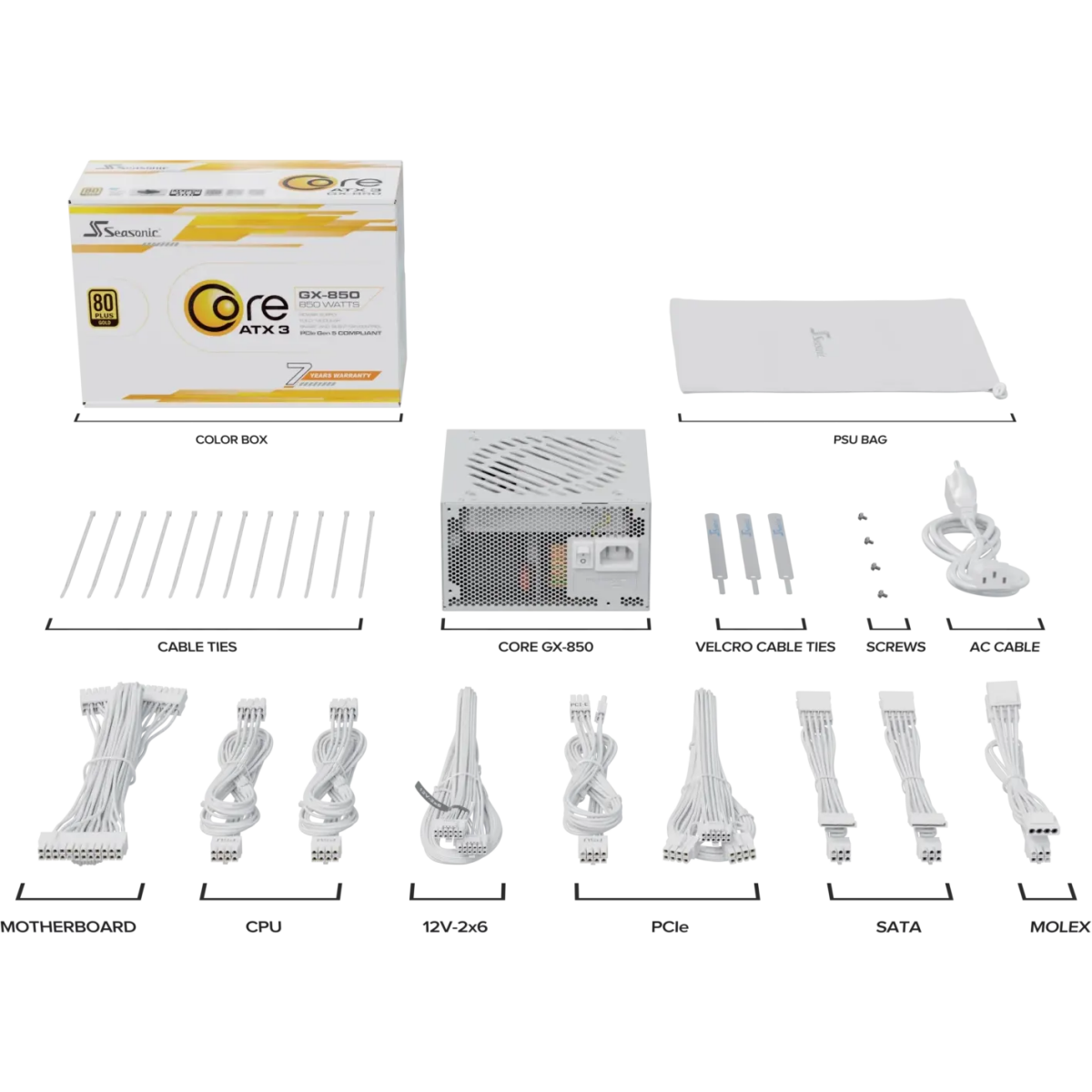 Блок питания 850W Seasonic Core GX-850 ATX 3.1 White - фото 9