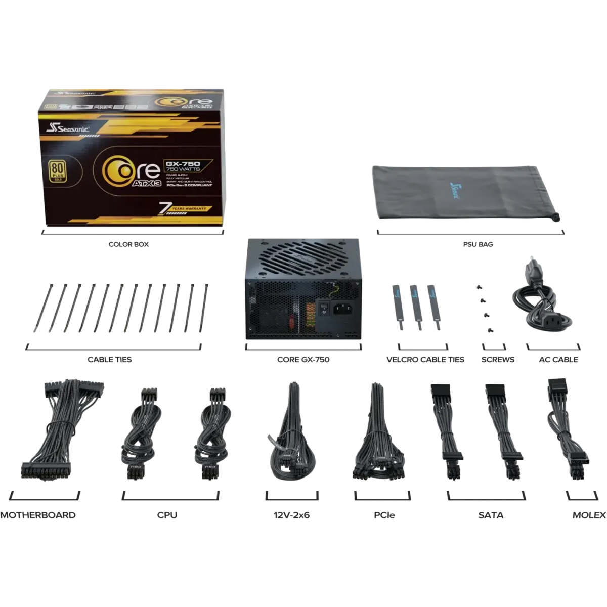 Блок питания 750W Seasonic Core GX-750 ATX 3.1 Black - фото 9