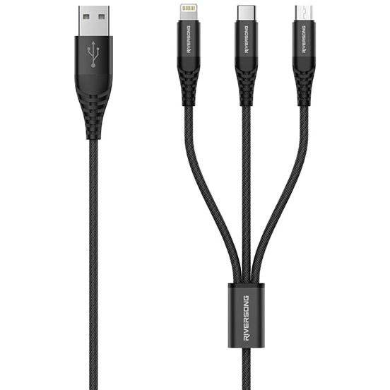 Кабель USB - microUSB/USB Type-C/Lightning, 1.2м, Riversong Infinity 05 (C58)