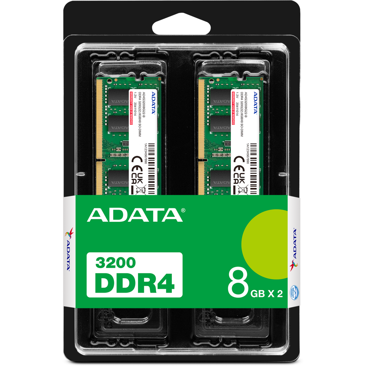 Оперативная память 16Gb DDR4 3200MHz ADATA SO-DIMM (AD4S32008G22-DTGN) (2x8Gb KIT) - фото 3