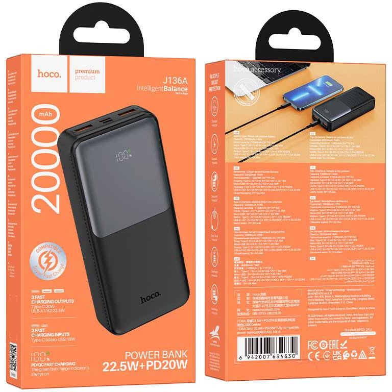 Внешний аккумулятор HOCO J136A Sirui Black - 6942007634830 - фото 3