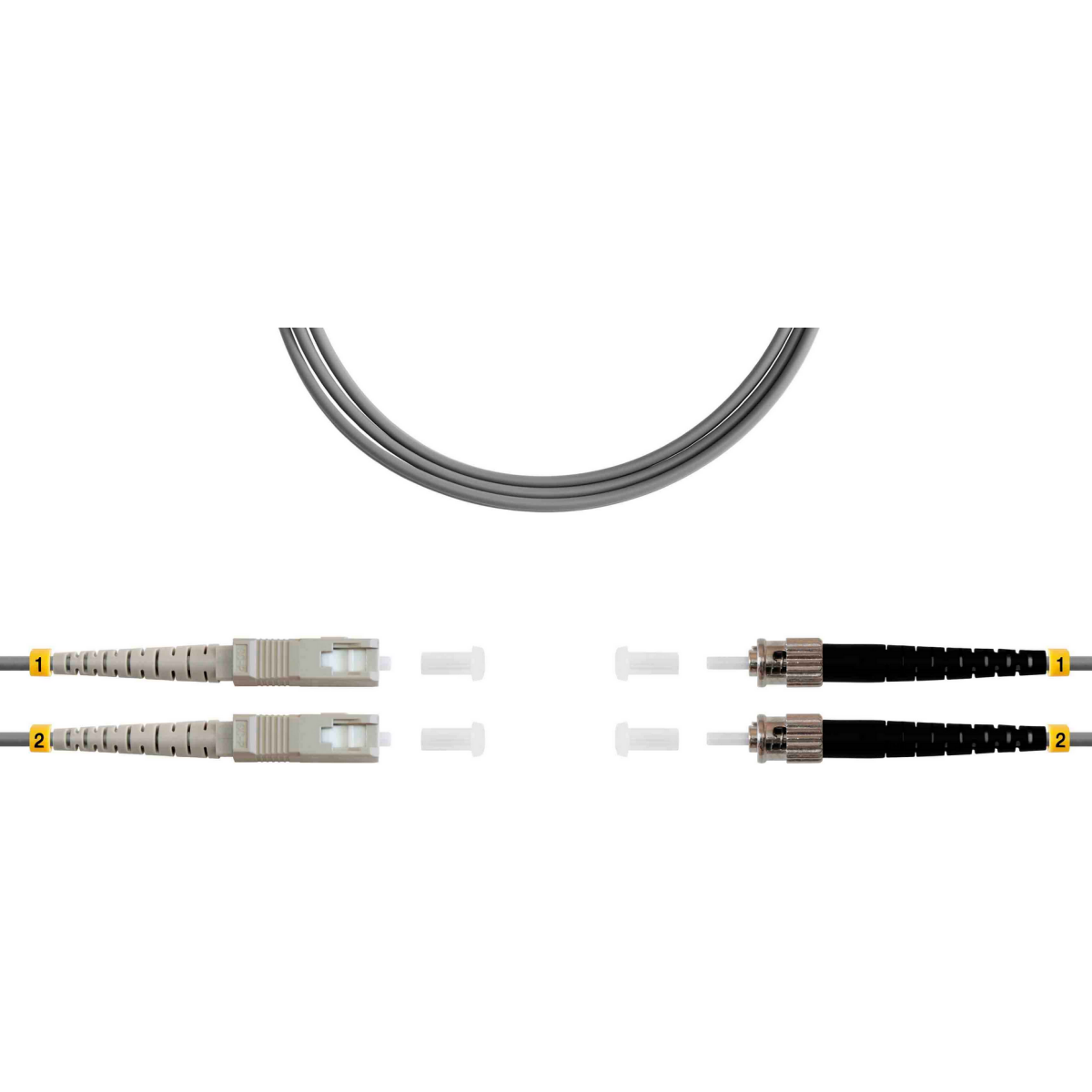 Патч-корд TELCORD ШОС-2x3.0-2SC/U-2ST/U-MM62-20м-LSZH-GY, 20м
