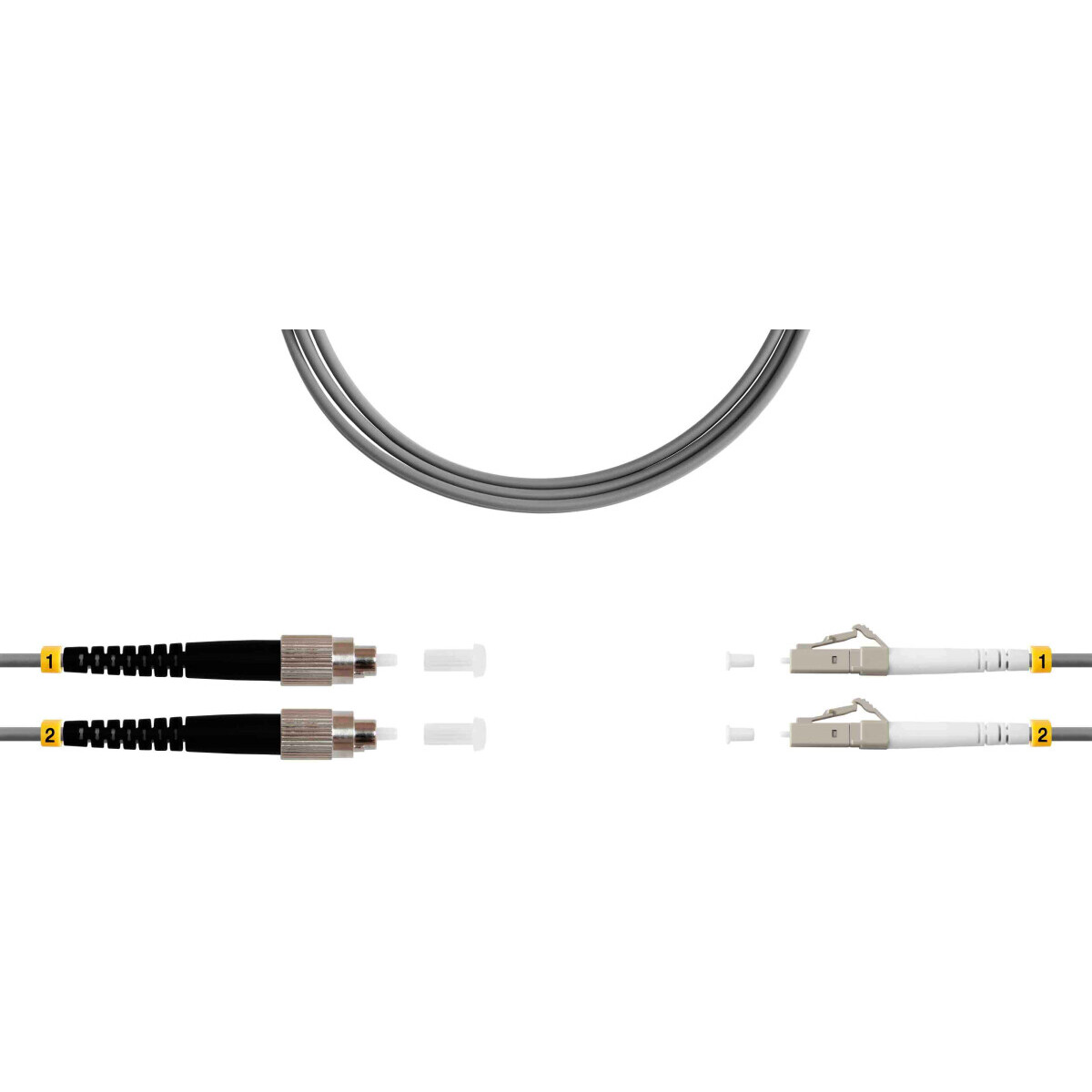 Патч-корд TELCORD ШОС-2x3.0-2FC/U-2LC/U-MM62-3м-LSZH-GY, 3м