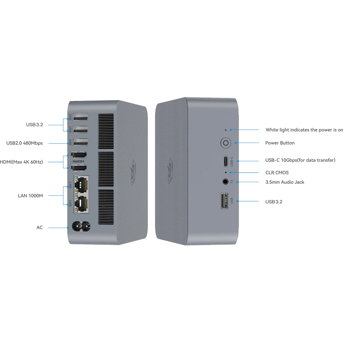 Мини ПК Beelink EQi12 Milky Grey (i5-1235U/32GB/500GB/Win11P) - EQi12-D4/1235U/32GB/500GB/Win11P - фото 7