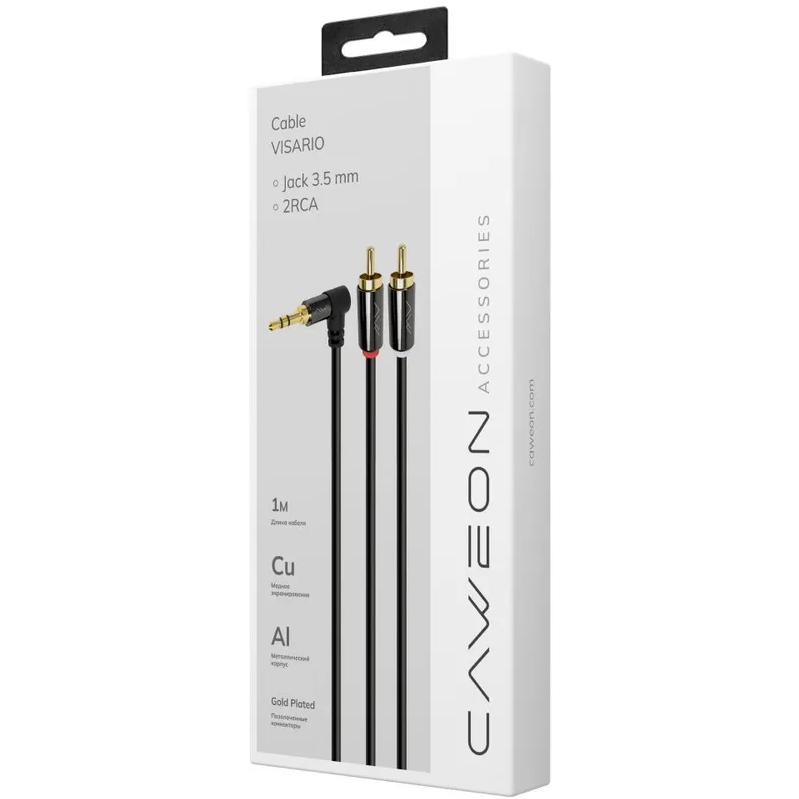 Кабель 3.5 Jack (M) - 2x RCA (M), 1м, Caweon GJ-1M - фото 2