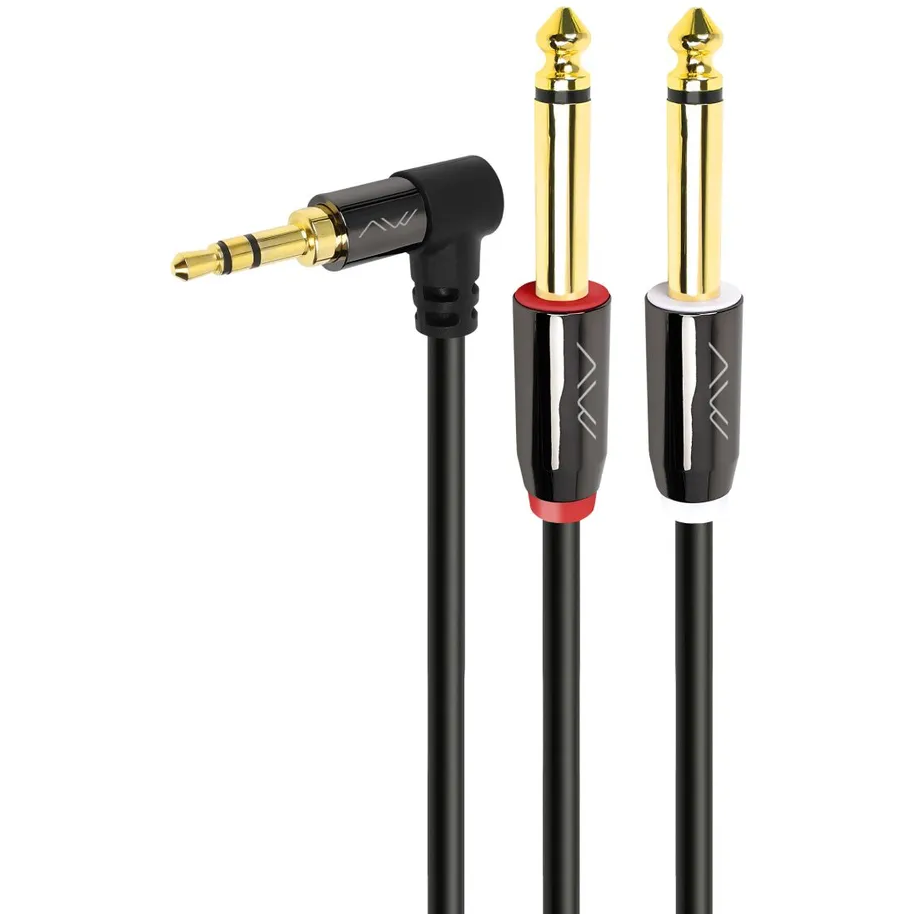 Кабель 3.5 Jack (M) - 2x 6.3 Jack (M), 1м, Caweon GIR-1M