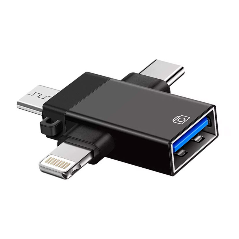Переходник USB A (F) - microUSB/Lightning/USB Type-C, Cablexpert A-USB3.1-AF-3in1