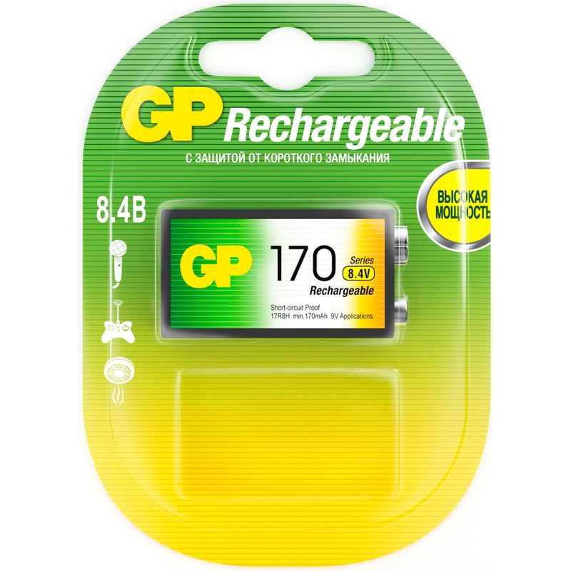 Аккумулятор GP (9V, 170mAh, 1 шт.) - 17R8H-BC1