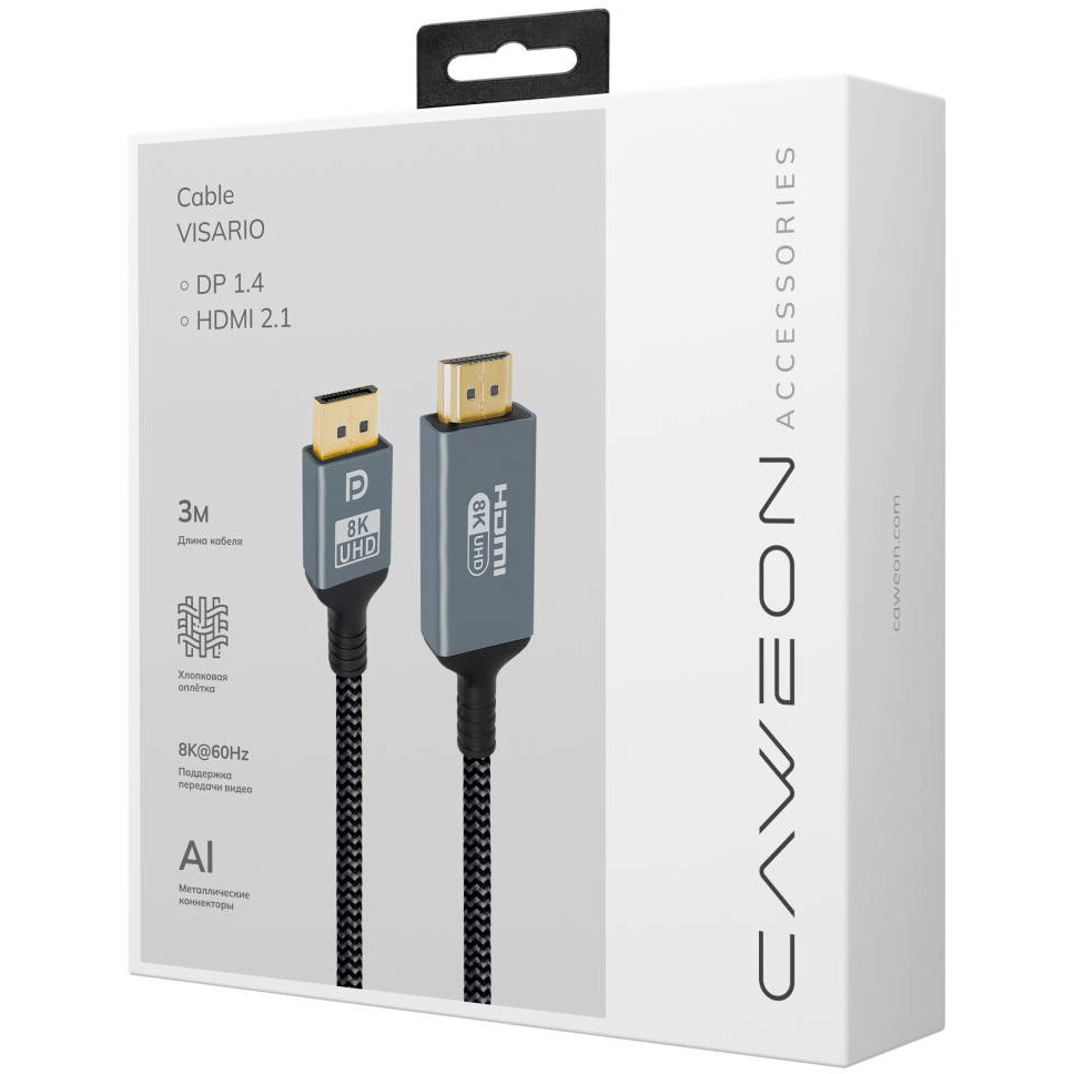 Кабель DisplayPort (M) - HDMI (M), 3м, Caweon ECB-3M - фото 2