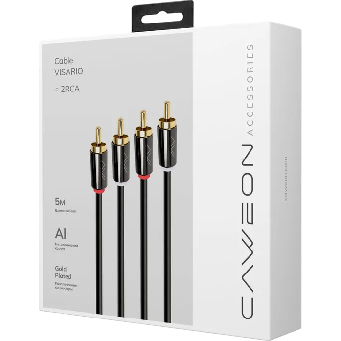 Кабель 2x RCA (M) - 2x RCA (M), 5м, Caweon JJ-5M - фото 2