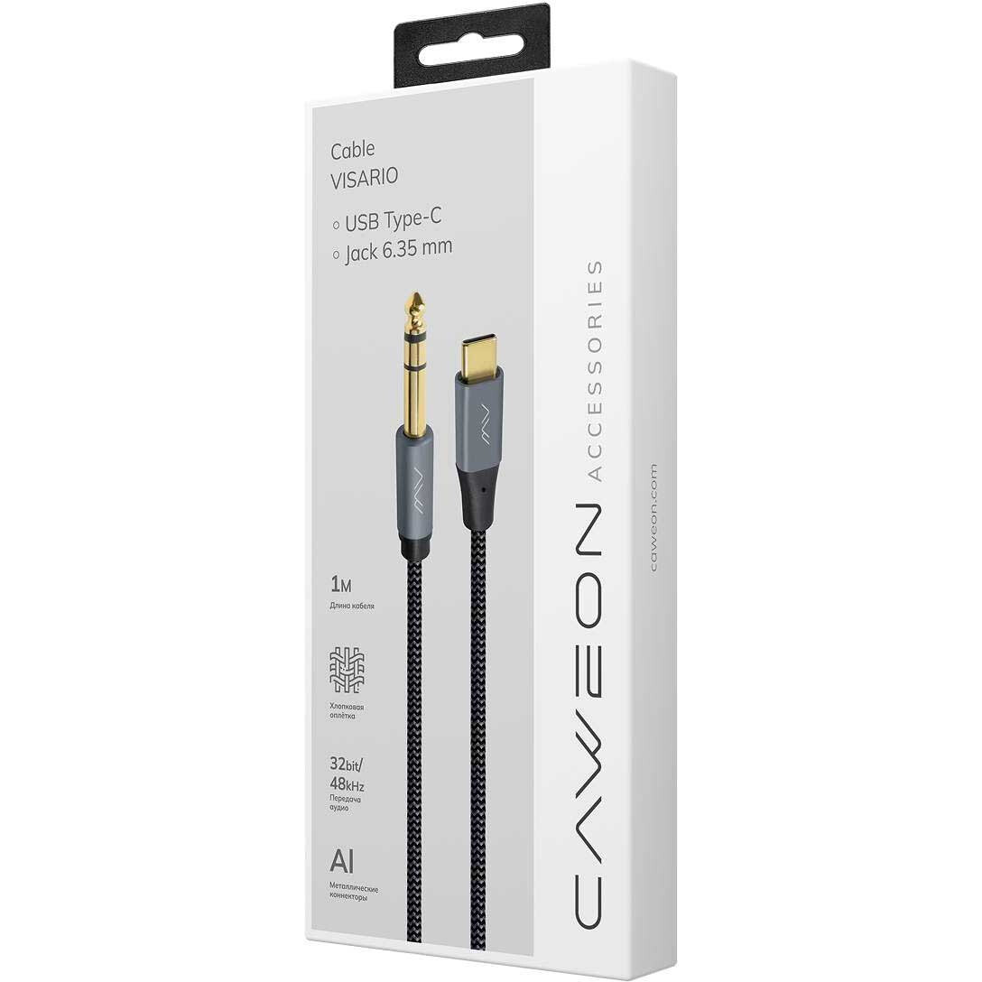 Кабель USB Type-C - 6.3 Jack, 1м, Caweon AI-1M - фото 2