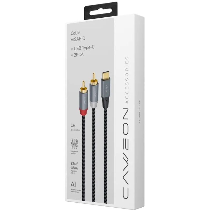 Кабель USB Type-C - 2x RCA, 1м, Caweon AJ-1M - фото 2