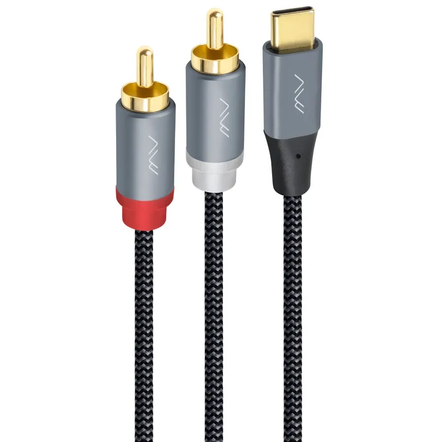 Кабель USB Type-C - 2x RCA, 2м, Caweon AJ-2M