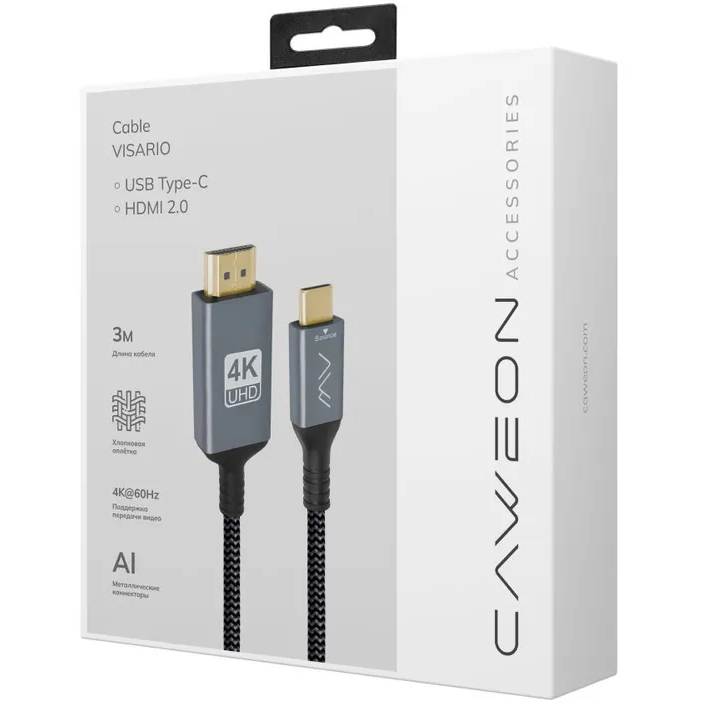 Кабель USB Type-C - HDMI, 3м, Caweon ACC-3M - фото 2
