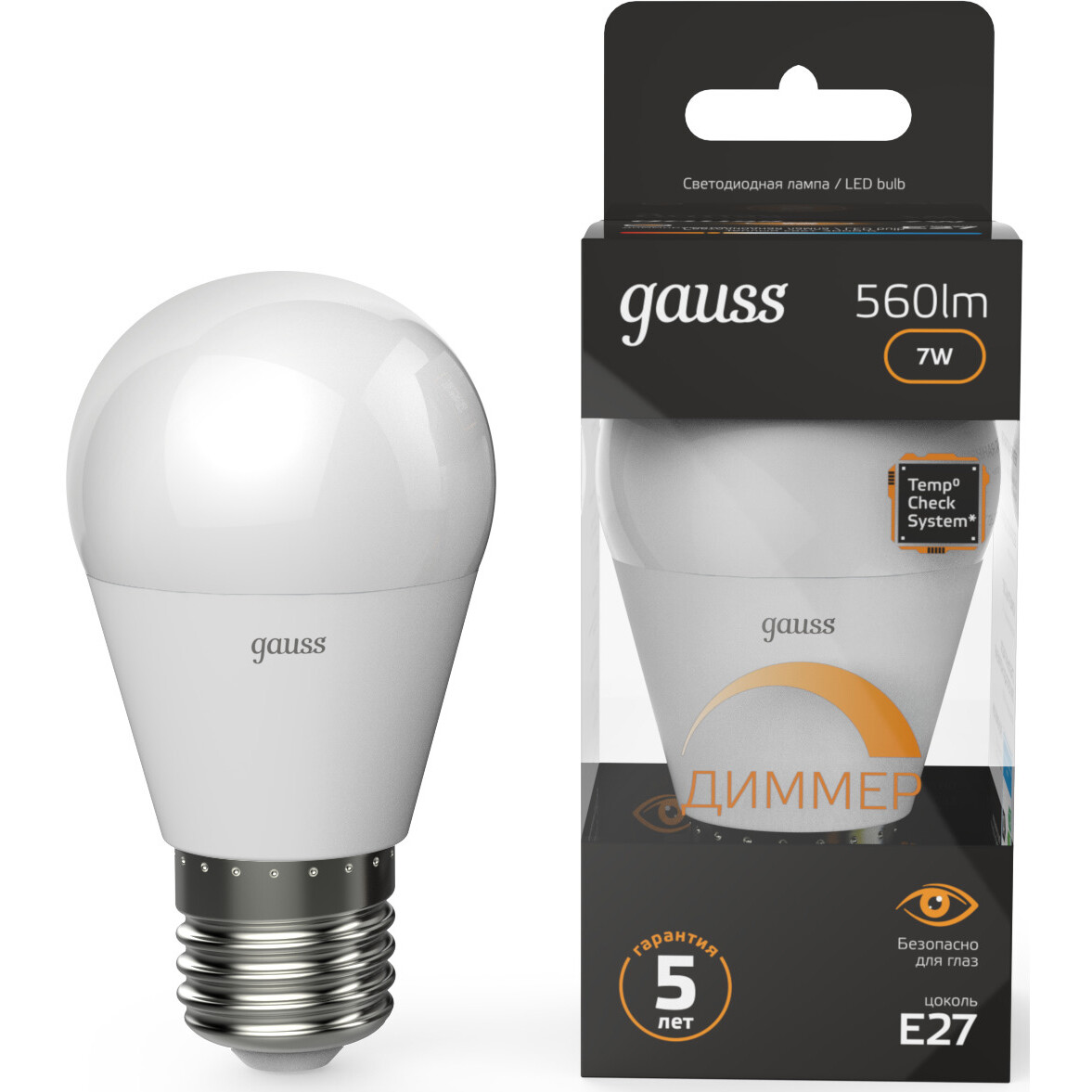 Светодиодная лампочка Gauss Globe Dimmable 3000K (7 Вт, E27) 10 шт. - 105102107-D - фото 2