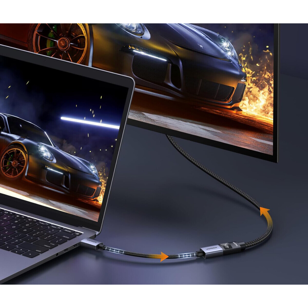 Кабель DisplayPort (M) - HDMI (F), 0.2м UGREEN DP133 - 65982S - фото 3