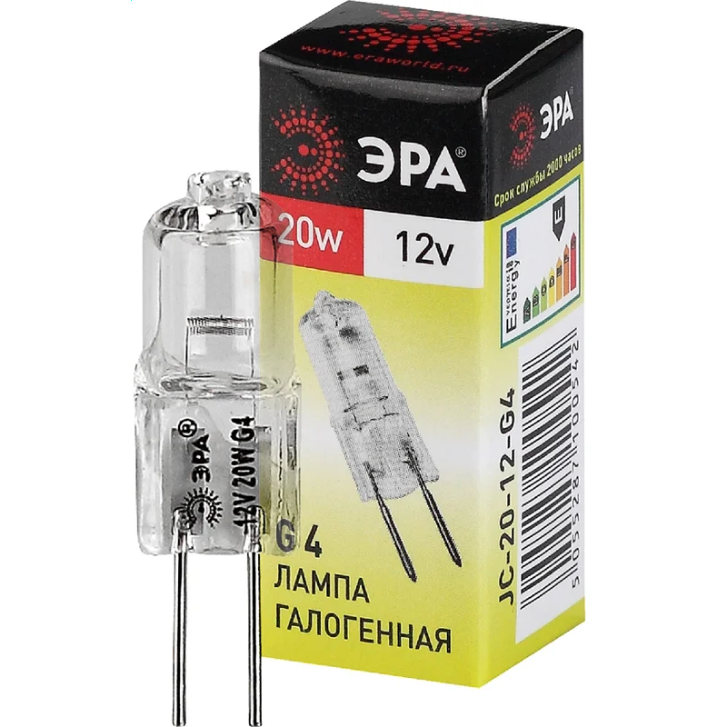 Галогенная лампочка ЭРА G4-JC-20W-12V (20 Вт, G4) - C0027369
