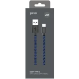 Кабель USB - USB Type-C, 2м, PERO DC-04 Blue/Black