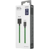 Кабель USB A (M) - microUSB B (M), 1м, PERO DC04 Green/Black (PRDC-04MU1MGB)