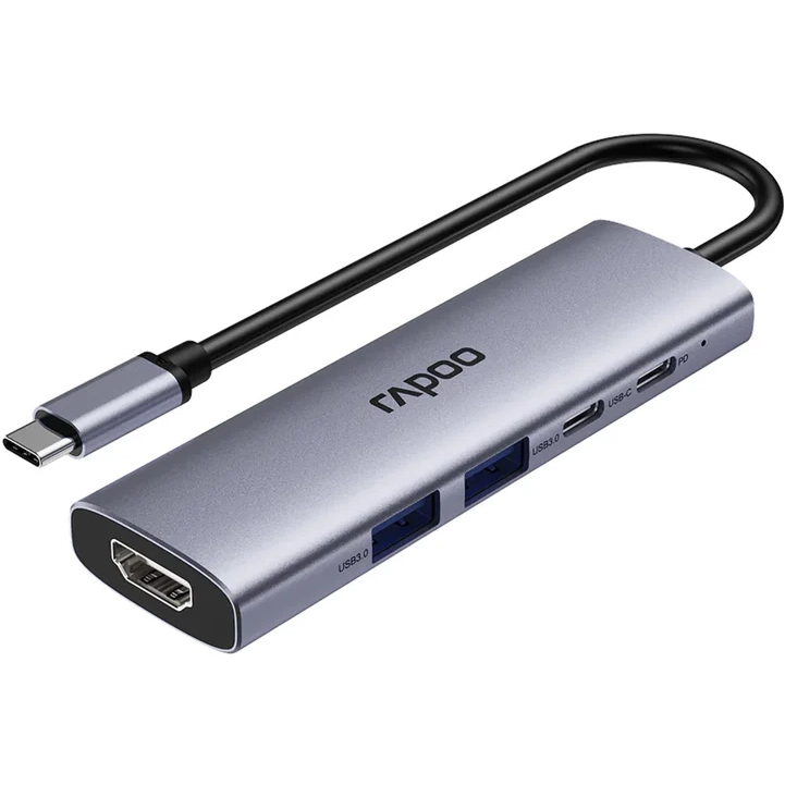 Док-станция Rapoo XD51 5-in-1 USB-C Adapter Grey - XD51-SGRY