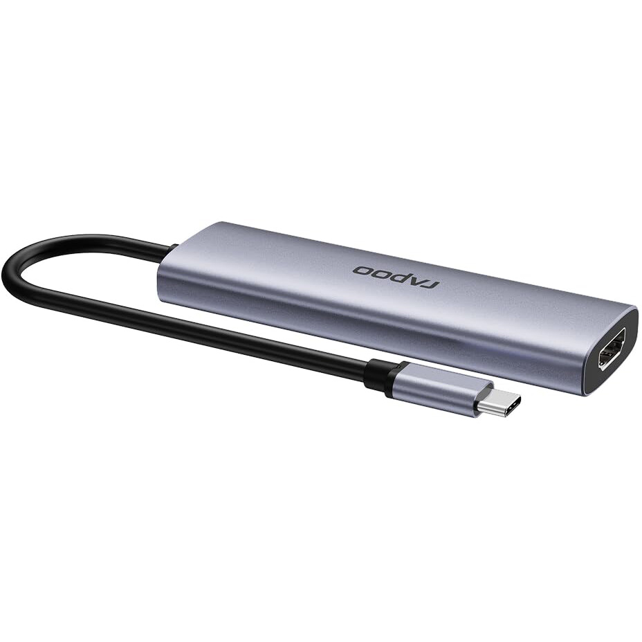 Док-станция Rapoo XD51 5-in-1 USB-C Adapter Grey - XD51-SGRY - фото 4