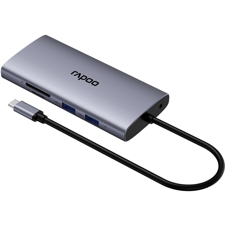 Док-станция Rapoo XD101 10-in-1 USB-C Adapter Grey - XD101-SGRY - фото 4