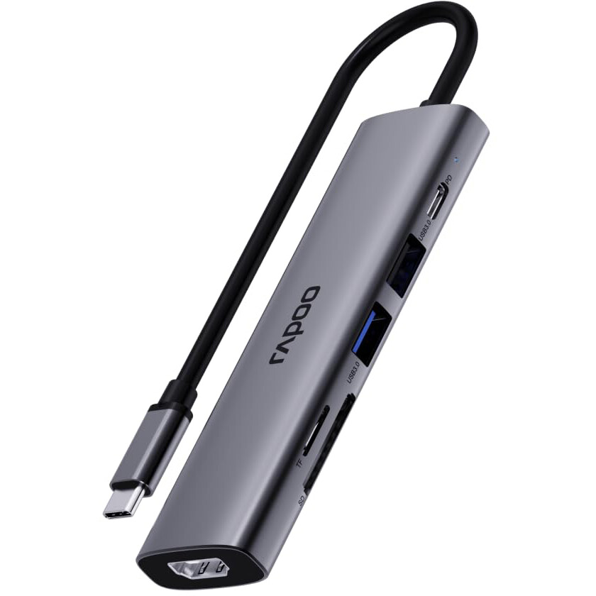 Док-станция Rapoo XD61 6-in-1 USB-C Adapter Grey - XD61-SGRY - фото 3