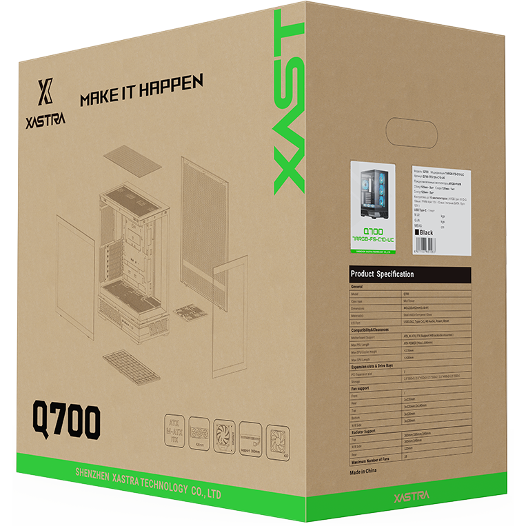 Корпус XASTRA Q700 7FS12A-C10-UC Black - Q700-7FS12A-C10-UC - фото 12
