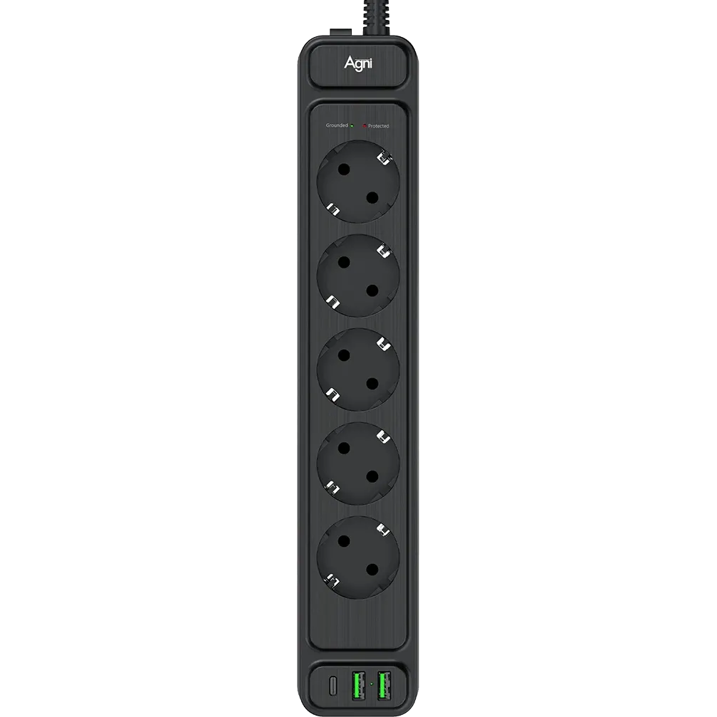 Сетевой фильтр AGNI TP-FS3U5E-PD-2m-Black
