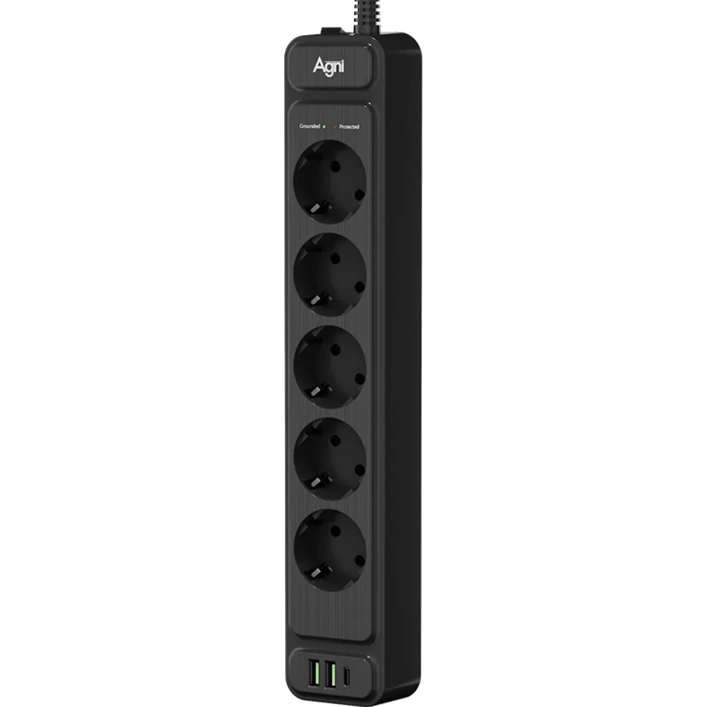 Сетевой фильтр AGNI TP-FS3U5E-PD-2m-Black - фото 2