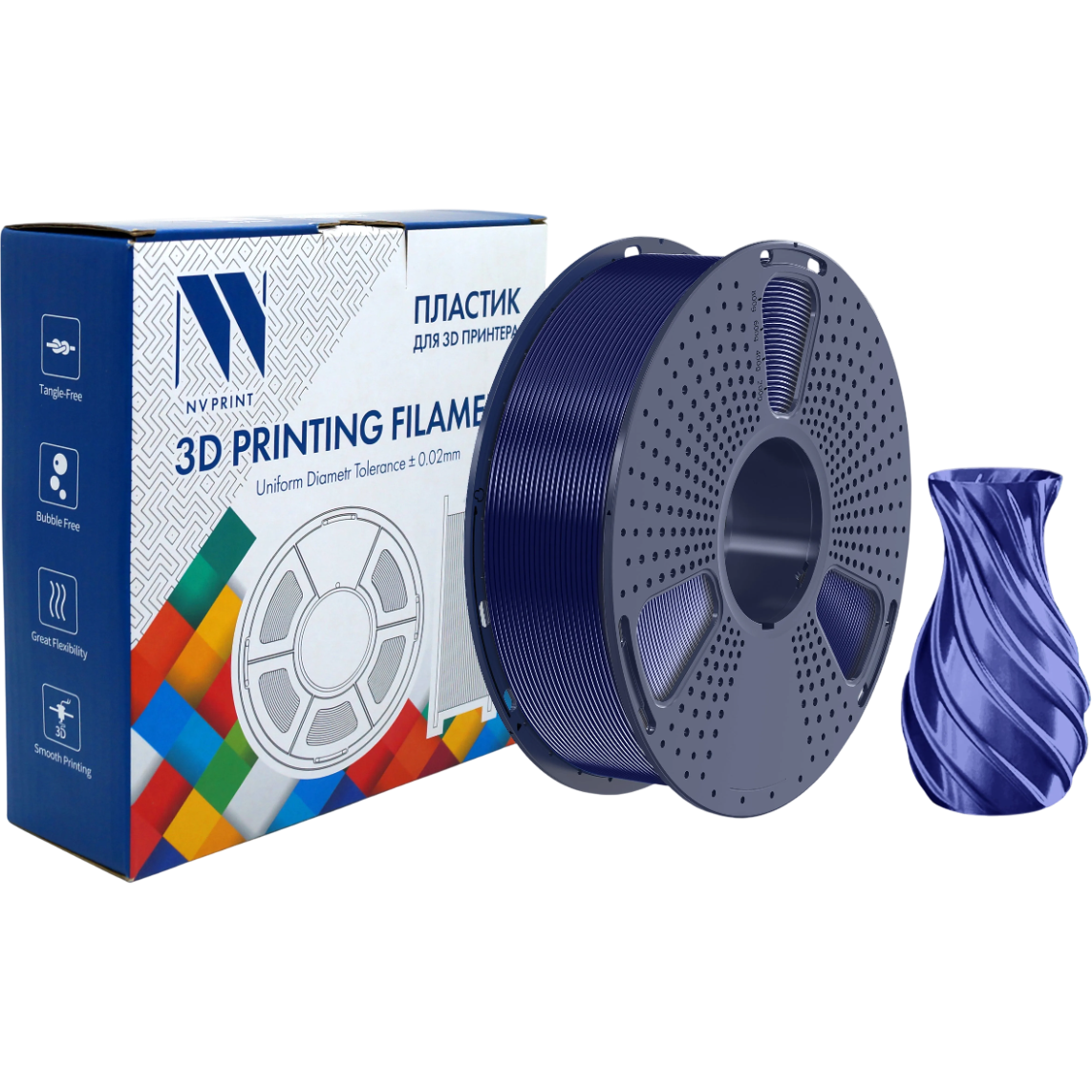 Пластик для 3D принтера NV Print NV-3D-TPU-SILK-DARK-BLUE