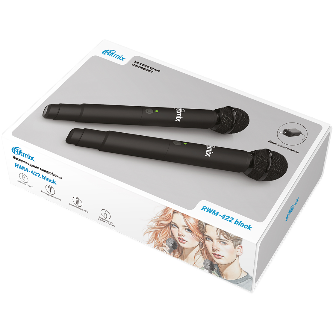 Микрофонная система Ritmix RWM-422 Black - фото 4