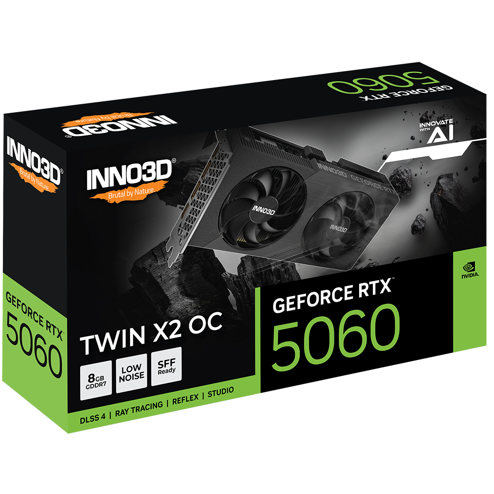 Видеокарта NVIDIA GeForce RTX 5060 INNO3D Twin X2 OC V2 8Gb (N50602-08D7X-195071N) - фото 3