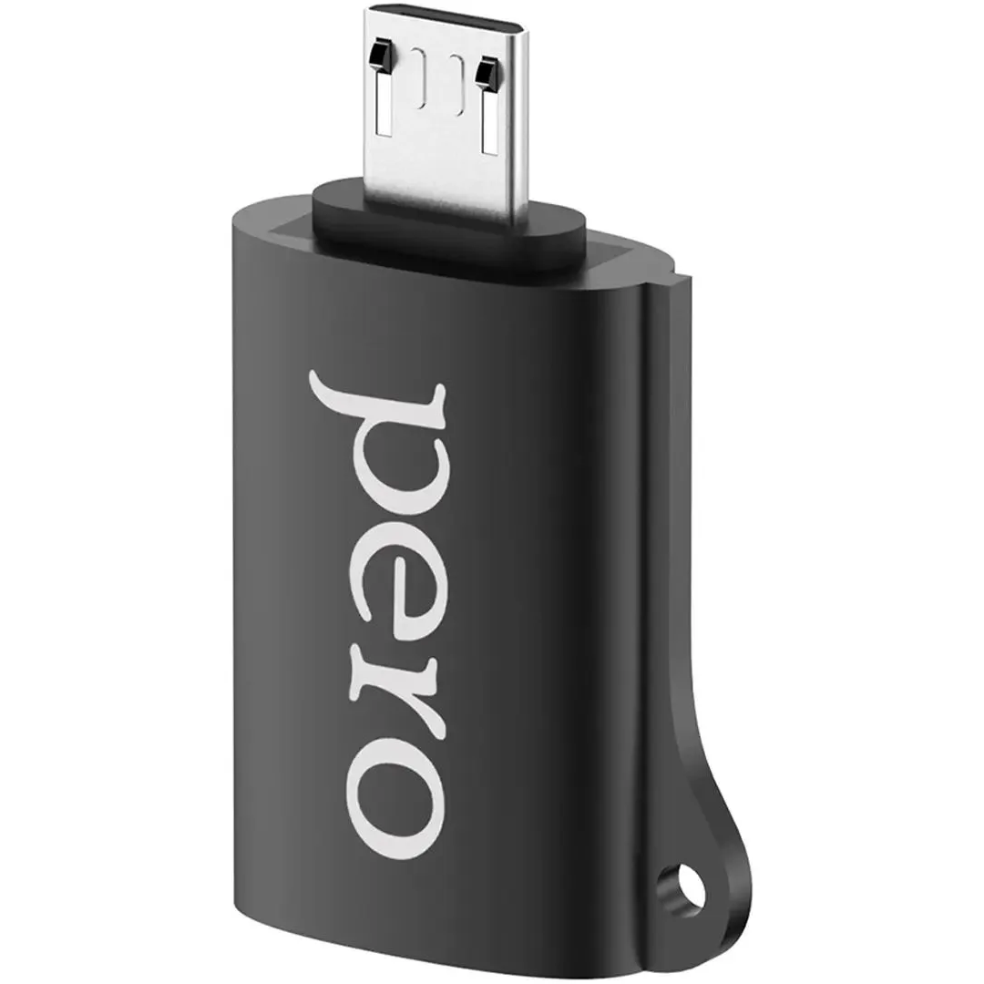 Переходник USB A (F) - microUSB B (M), PERO AD02 Black - PRAD02MUBK