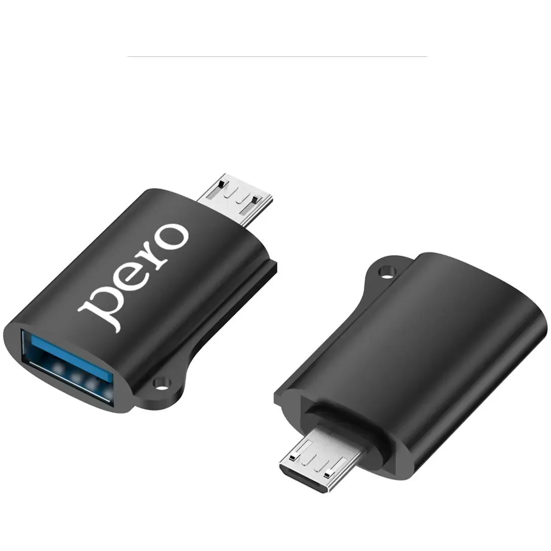 Переходник USB A (F) - microUSB B (M), PERO AD02 Black - PRAD02MUBK - фото 2