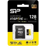 Карта памяти 128Gb MicroSD Silicon Power Inspire + SD адаптер (SP128GBSTXLA2V1NSP)