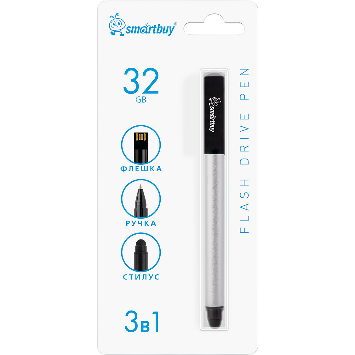 USB Flash накопитель 32GB SmartBuy Gel Pen Silver (SB032GB2SRTL) - фото 6