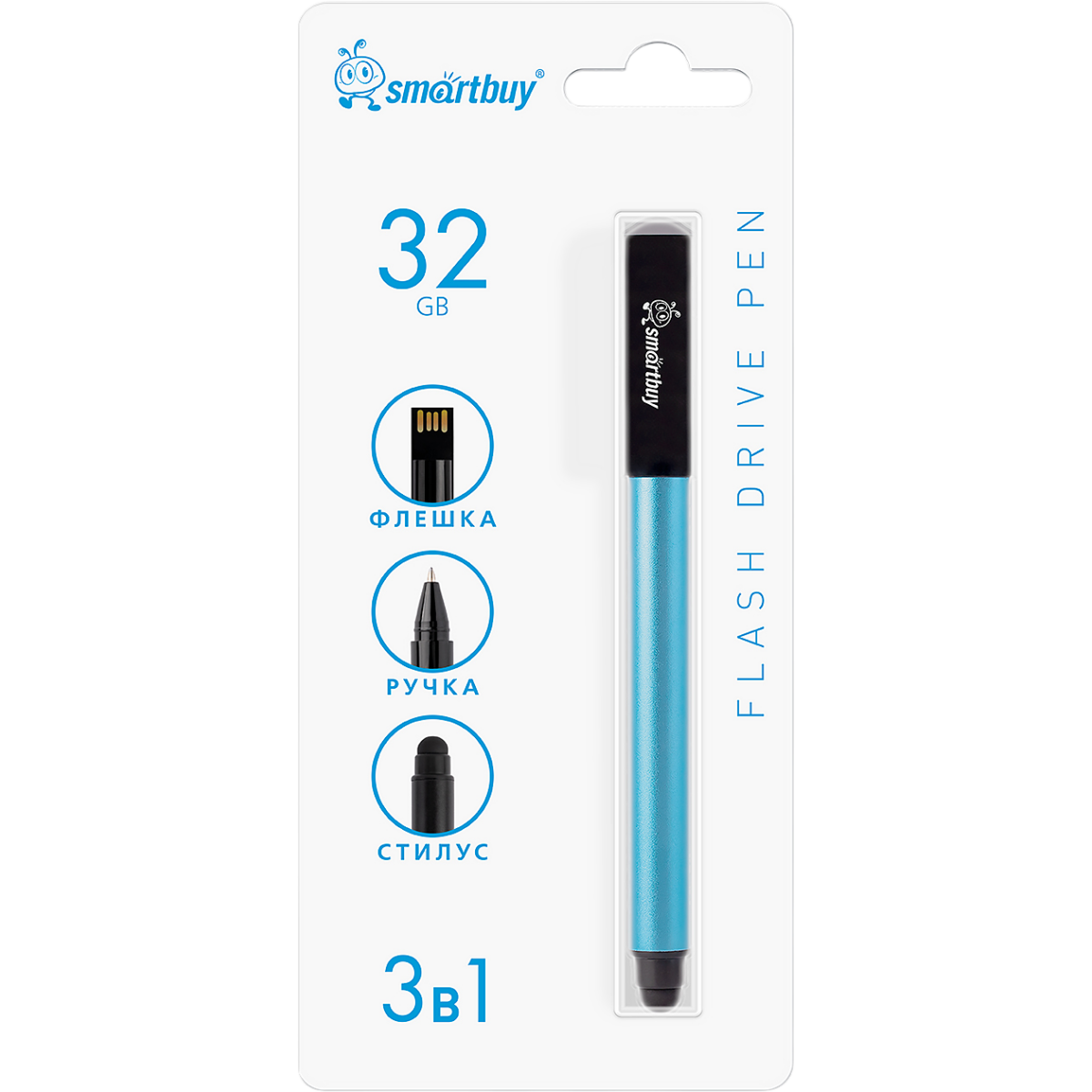 USB Flash накопитель 32Gb SmartBuy Gel Pen Blue (SB032GB2BRTL) - фото 6