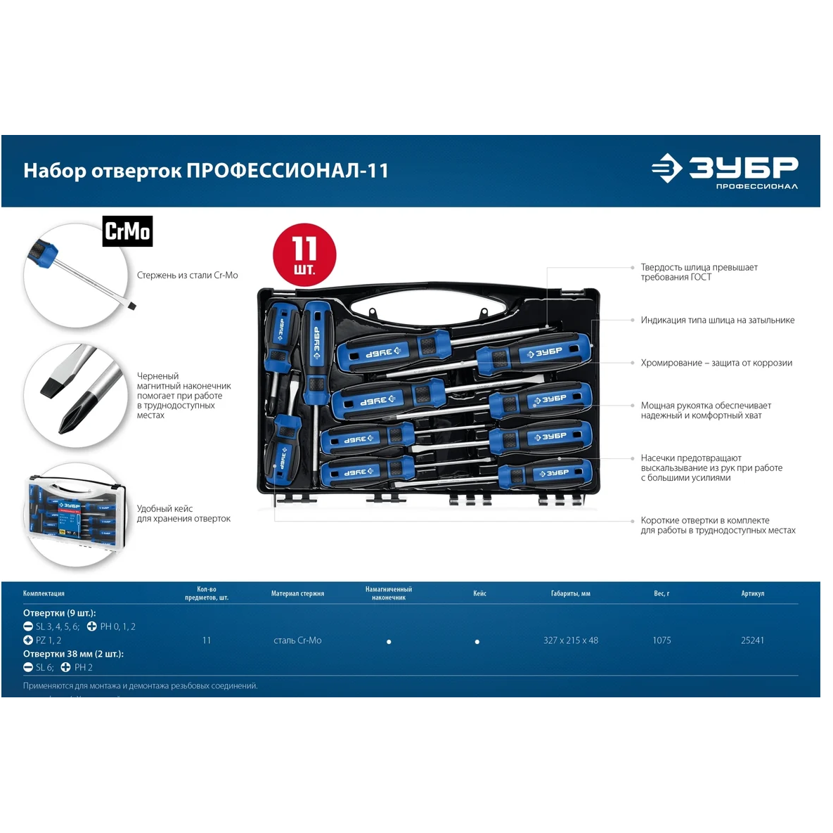 Набор отвёрточный ЗУБР 25241 - фото 9