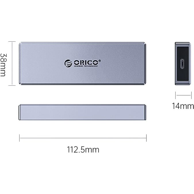 Внешний корпус для SSD M.2 Orico CM2C3 Grey - ORICO-CM2C3-GY-BP - фото 3