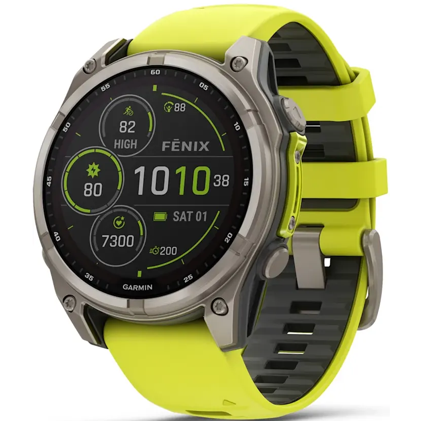 Умные часы Garmin Fenix 8 47mm Sapphire Titanium with Amp yellow/graphite silicone band - 010-02906-21