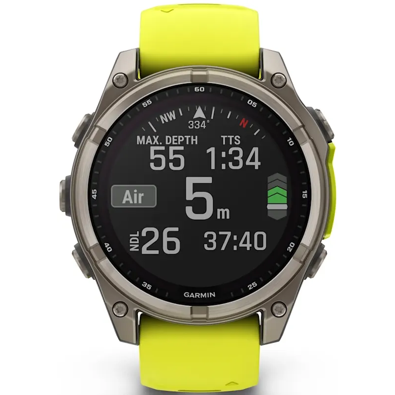 Умные часы Garmin Fenix 8 47mm Sapphire Titanium with Amp yellow/graphite silicone band - 010-02906-21 - фото 2