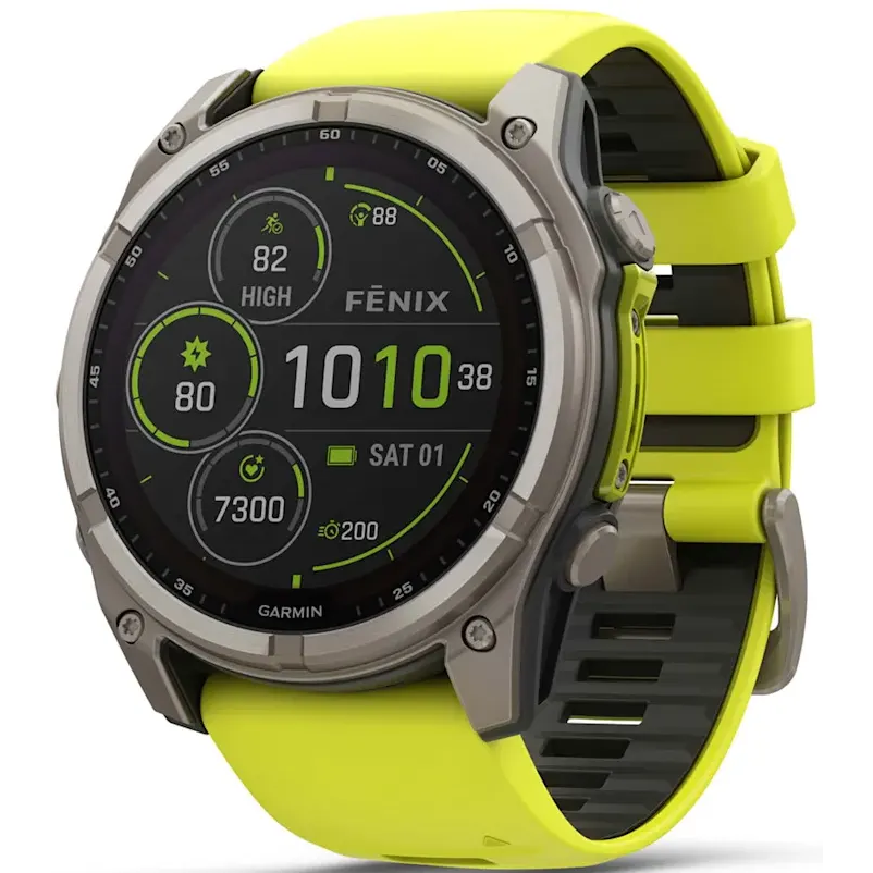 Умные часы Garmin Fenix 8 51mm Sapphire Titanium with Amp yellow/graphite silicone band