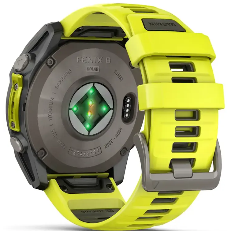Умные часы Garmin Fenix 8 51mm Sapphire Titanium with Amp yellow/graphite silicone band - 010-02907-21 - фото 4