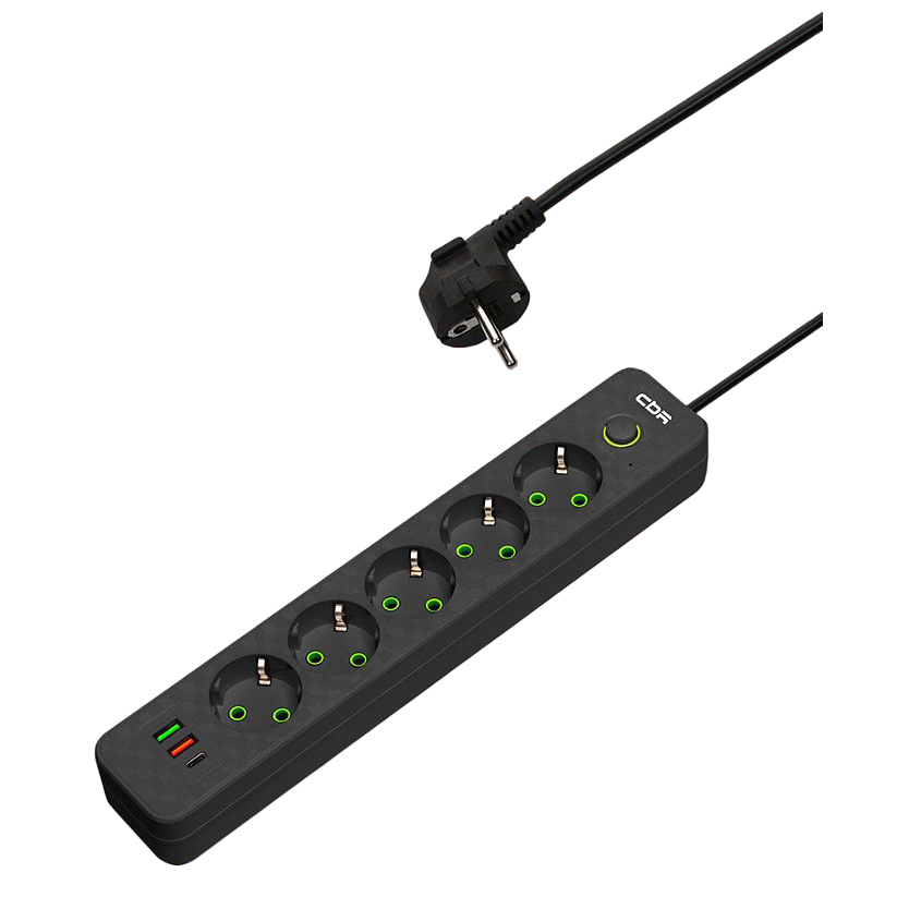 Сетевой фильтр CBR CSF-SP-5-2A1C-030M-B Black