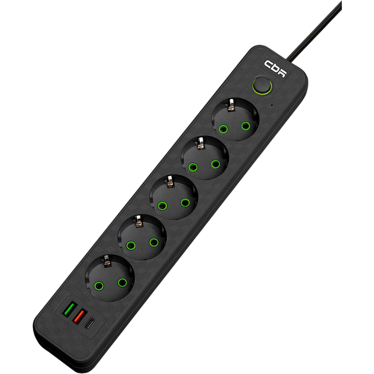 Сетевой фильтр CBR CSF-SP-5-2A1C-030M-B Black - фото 2