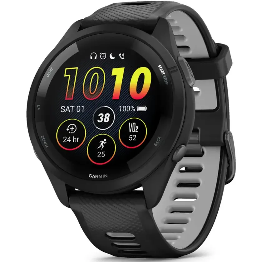 Умные часы Garmin Forerunner 265 Black Bezel and Case with Black/Powder Gray Silicone Band - 010-02810-10