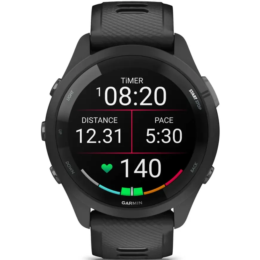 Умные часы Garmin Forerunner 265 Black Bezel and Case with Black/Powder Gray Silicone Band - 010-02810-10 - фото 2