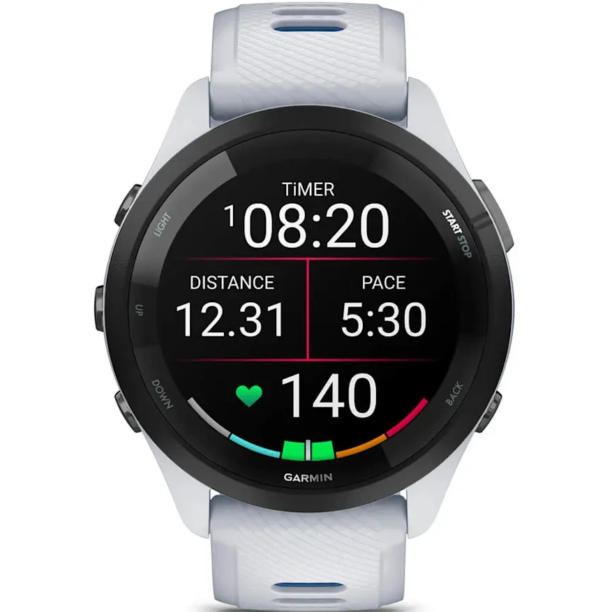 Умные часы Garmin Forerunner 265 Black Bezel with Whitestone Case and Whitestone/Tidal Blue Silicone Band - 010-02810-11 - фото 2